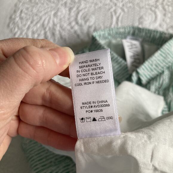 NWT Avara Gentry Dress Button Up Ruffle cap Sleeve Green Eyelet Resort Beach L - Picture 13 of 14